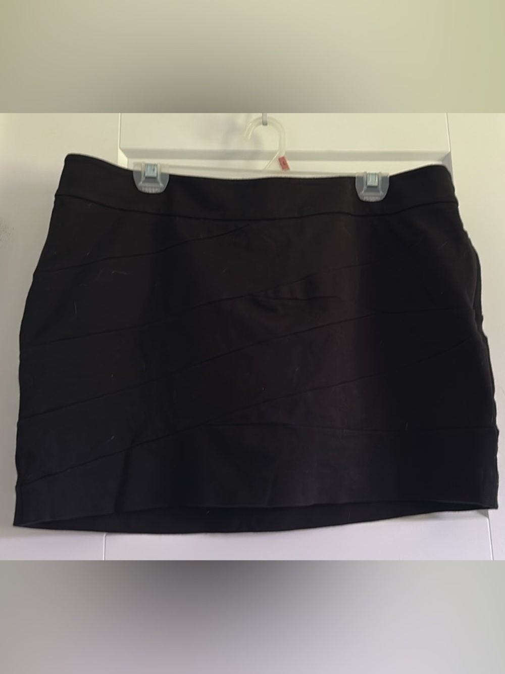 Express Black Mini Skirt with Diagonal Banding Detail
